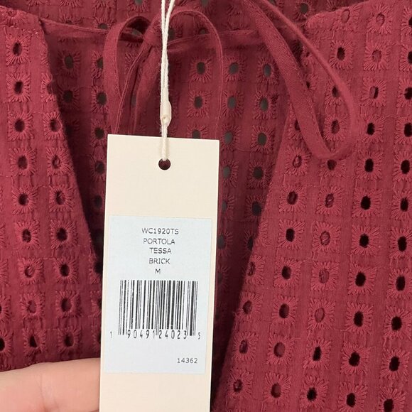 Eberjey Portola Tessa Semi-Sheer Eyelet Dress in Brick Size Medium - Picture 4 of 6